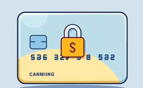 Illustration of a secured credit card with a padlock symbol.