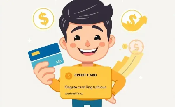 Illustration of a person achieving financial growth with a secured credit card