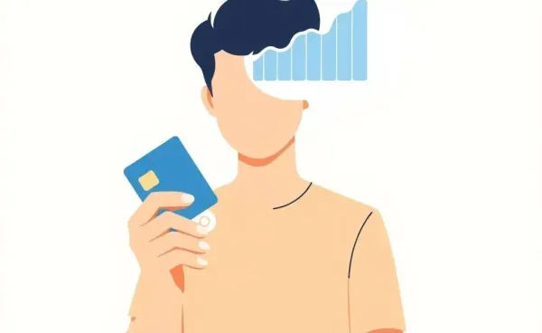 Illustration of a secured credit card increasing credit score.