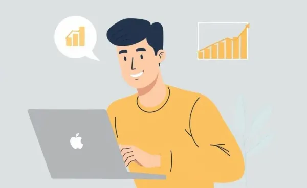 A person confidently managing investments on a laptop
