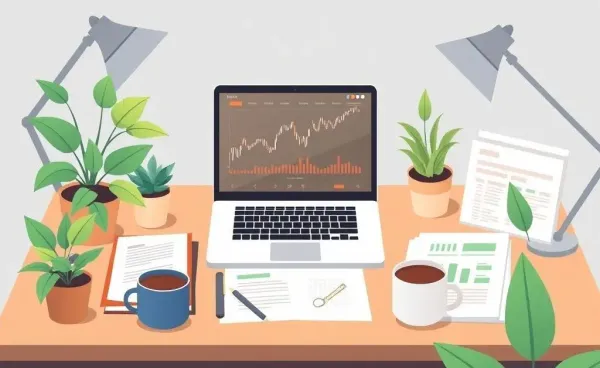 A serene desk with financial planning materials