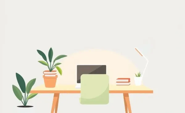 A serene minimalist home office setup