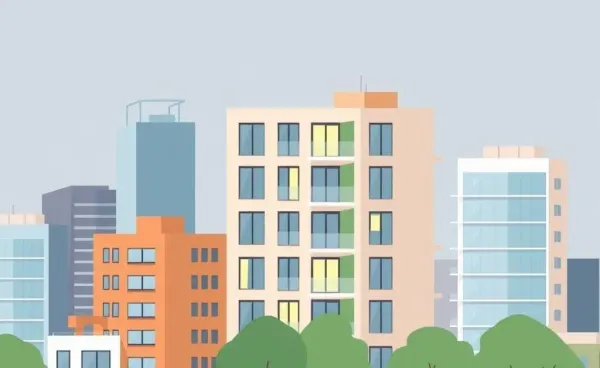 Illustration of a modern residential cityscape