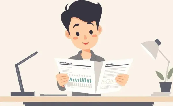 Person reviewing simple investment portfolio illustration