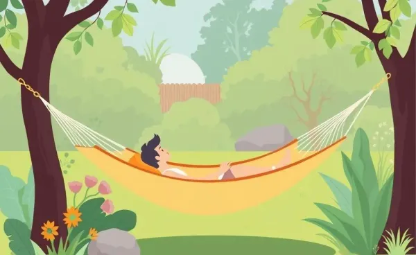 Person relaxing in a hammock in a serene garden