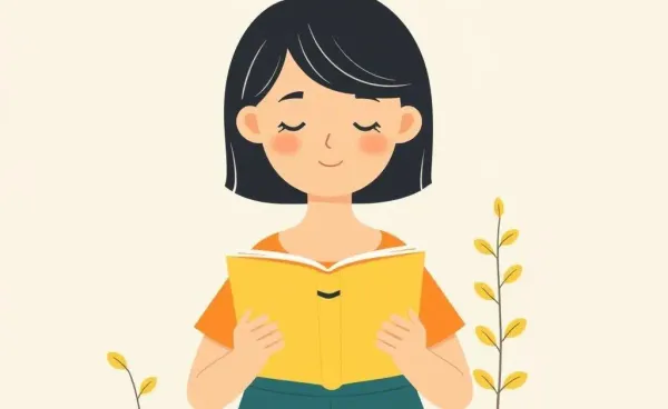 A cartoon person journaling with plants symbolizing growing change