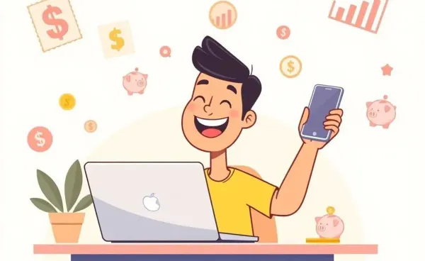 A person managing their finances with a laptop and smartphone