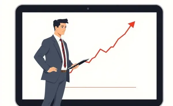 Investor analyzing the rising S&P 500 on a digital device