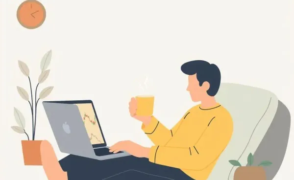Illustration of a person discussing stock buybacks over tea.