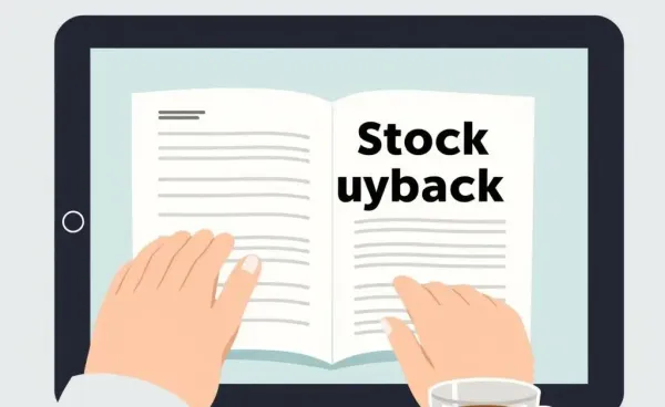 Person reading about stock buybacks on a tablet with a cup of tea