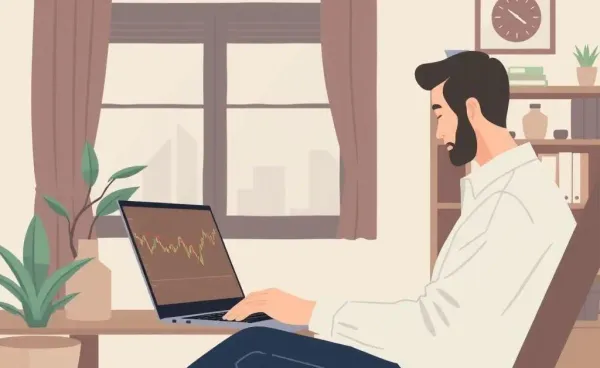 Person analyzing stock market trends on a laptop.
