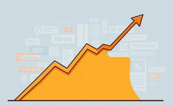 Stock market chart rising with news headlines in the background