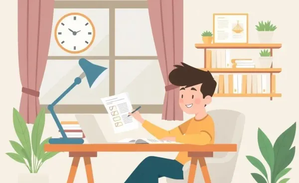 A relaxed individual planning their budget at a home office desk