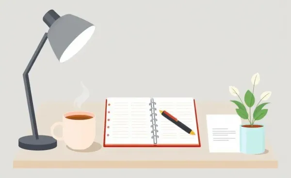 A minimalist desk setup with financial planning essentials.
