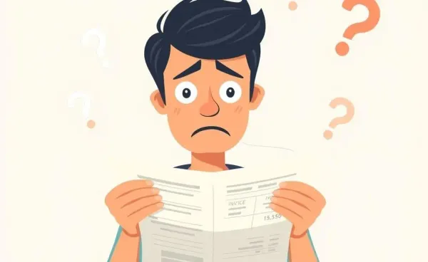 A surprised person looking at a large hospital bill.