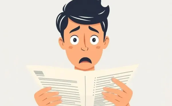 Surprised person reviewing financial document