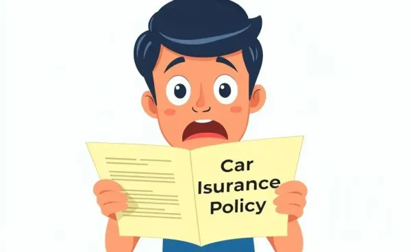 A surprised person looking at a car insurance policy letter