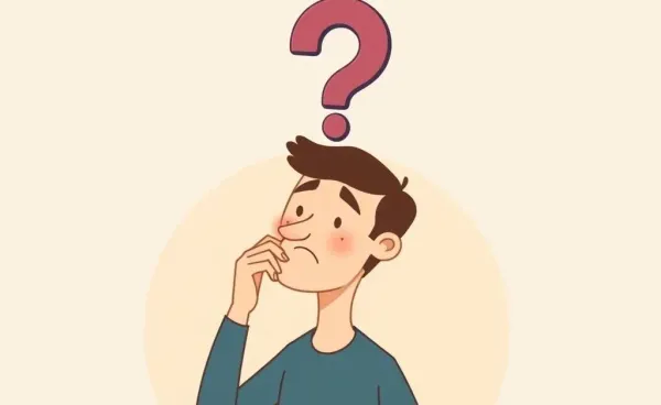 A person puzzled by household odors depicted in a playful cartoon style