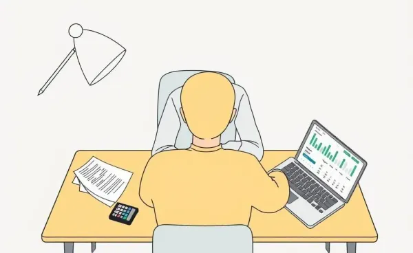 A person working on tax strategies at a desk.