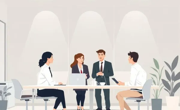 Team of professionals discussing in an office