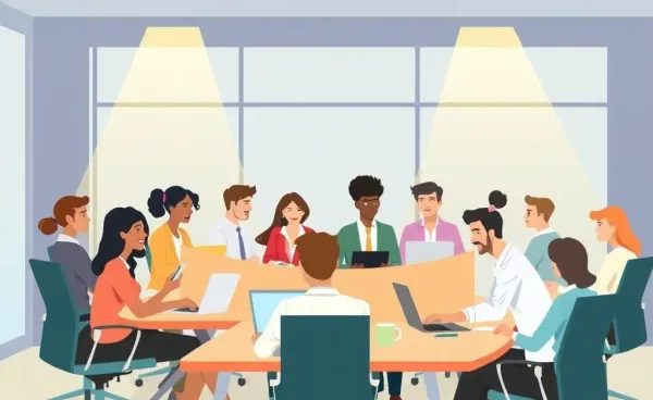 An office team working seamlessly without managers
