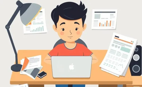 Person exploring tech stock investments with financial reports and tech magazines