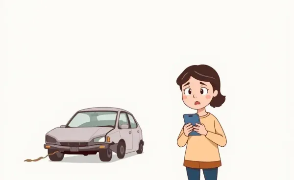 Parent surprised looking at a wrecked car