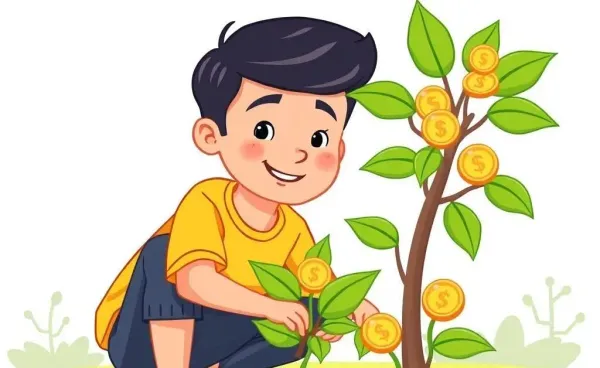 A teenager planting a money tree