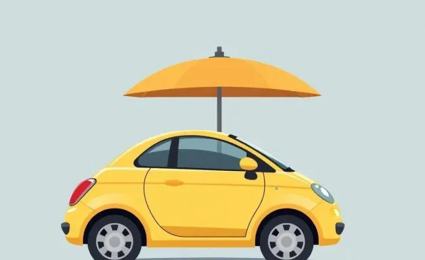 Illustration of a car with a protective umbrella