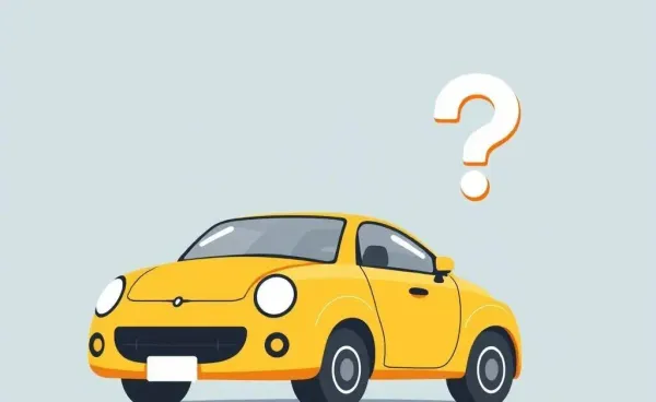 Car with a question mark representing temporary insurance.
