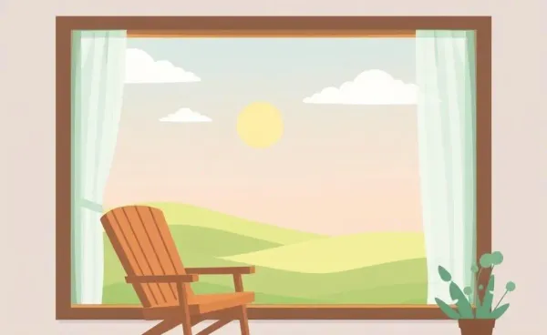 A cozy room with a chair by a window, symbolizing relaxation and introspection