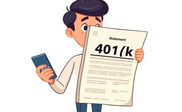 Person pondering over a 401(k) statement with a calculator