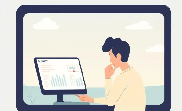 A person looking at their budget on a screen, symbolizing thoughtful financial planning