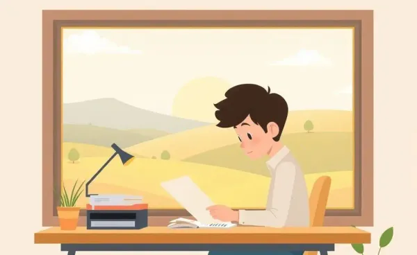 A person reviewing financial documents in a cozy, sunny room