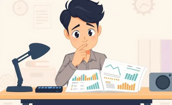 Person thoughtfully analyzing financial charts at a desk