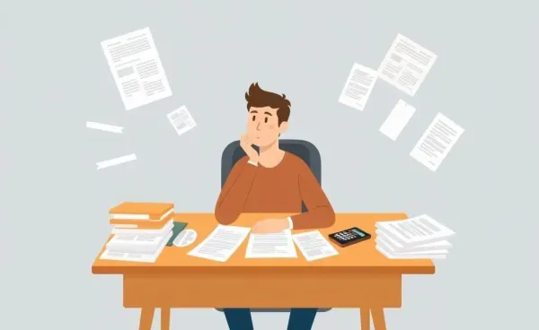 A person considering mortgage renewal options at a desk.