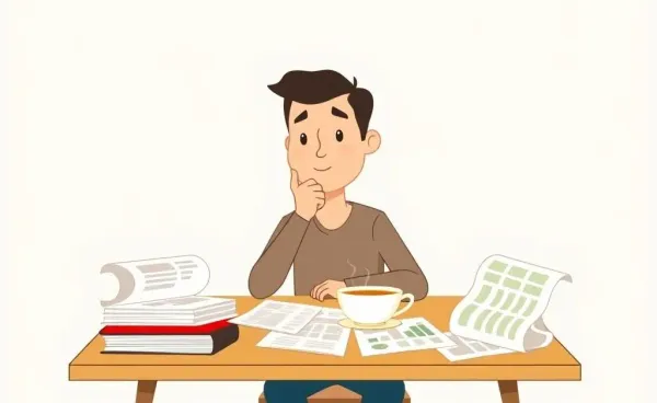 A person contemplating retirement savings with financial documents.