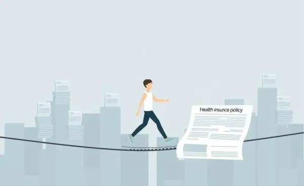 A person balancing on a health insurance policy tightrope