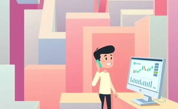 A person navigating a maze while trying to contact trading platform support.