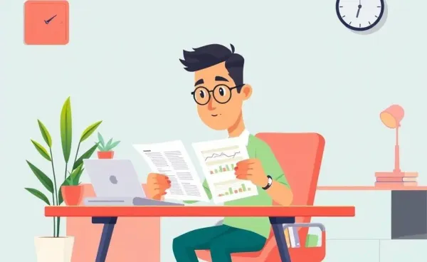 Person reviewing financial documents at a desk