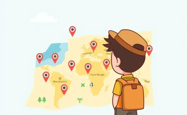 A traveler examining a travel reward points map.