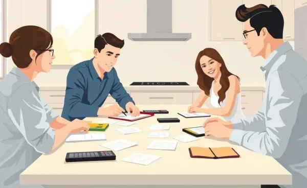 Family discussing car finances at a kitchen table