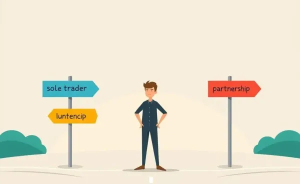 A person at a crossroads choosing between different UK business structures.