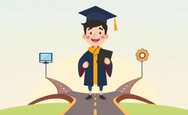 Graduate standing at a career crossroads deciding direction