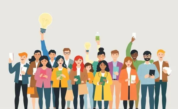 A diverse range of small business owners holding unique products