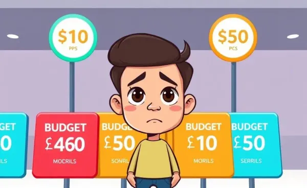 Person standing in front of signs illustrating budget caps with a puzzled expression