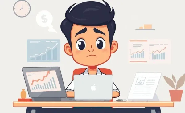 Person looking at financial charts with a curious expression