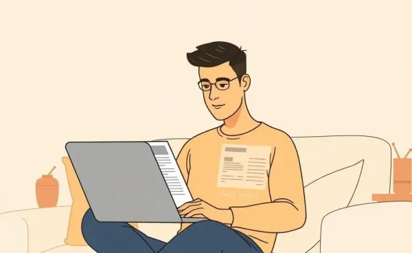 A person examining their credit report on a laptop