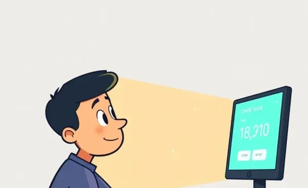 Person analyzing their credit score on a computer screen