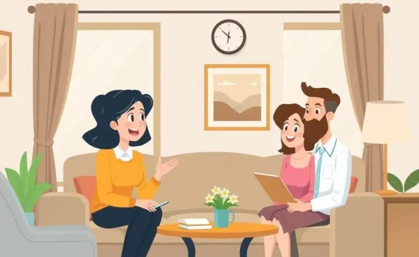 A friendly insurance agent explaining policies to a couple